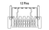 Dimensioner Zero8-stik, vinklet, 12-polet