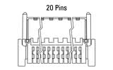 Dimensioner Zero8-stik, vinklet, 20-polet