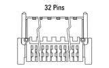 Dimensioner Zero8-stik, vinklet, 32-polet