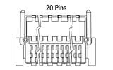 Dimensioner Zero8-stik, vinklet, 20-polet