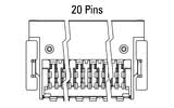 Dimensioner Zero8-stik, vinklet, 20-polet